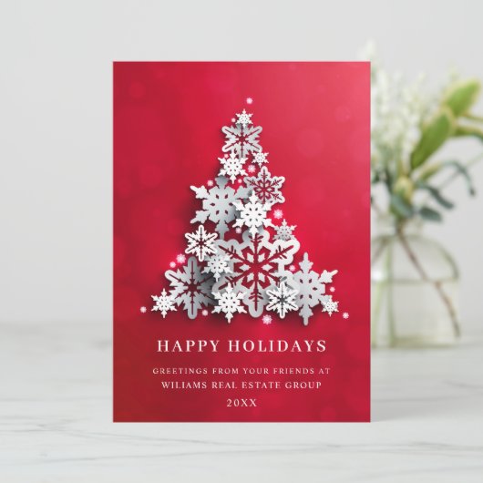 雪の結晶のクリスマスツリー　コーポレートグリーティング シーズンカード (スタンド正面)