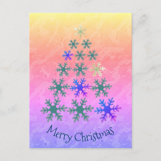 雪の結晶のクリスマスツリー メリークリスマス シーズンポストカード (正面)