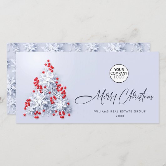 雪の結晶のクリスマスツリー　-　企業の新年の挨 シーズンカード (正面/裏面)