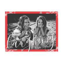 雪の結晶のクリスマスレッドの写真をずっと笑う