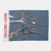 雪の結晶のクリスマス冬の野生動物 キッチンタオル (横)