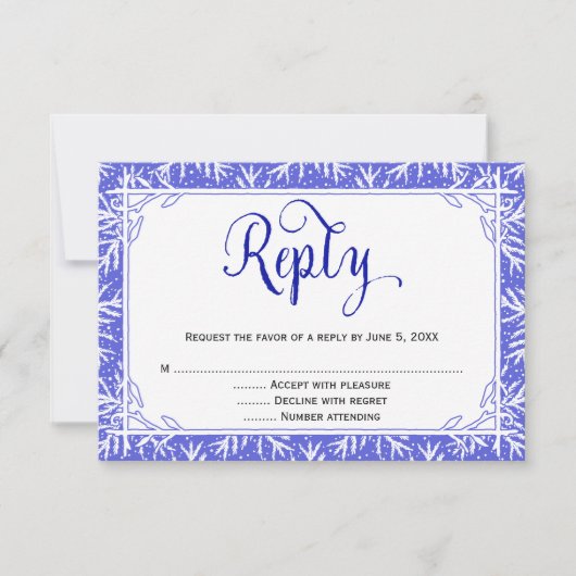 雪の結晶のクリスマス ウェディング返信カード 出欠カード (正面)