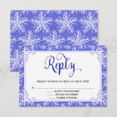 雪の結晶のクリスマス ウェディング返信カード 出欠カード (正面/裏面)