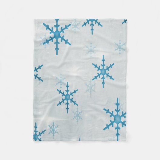 雪の結晶のクリスマス フリースブランケット (正面)