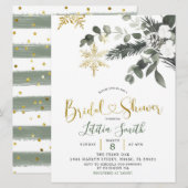 雪の結晶のクリスマス ブライダルシャワー 招待状 (正面/裏面)