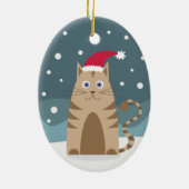 雪の結晶のサンタクロースの装飾のクリスマスの子猫 セラミックオーナメント (裏面)
