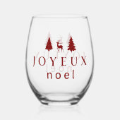 雪の結晶のジュアイユ・ノエル クリスマス デザイン ステムなしワイングラス (正面)