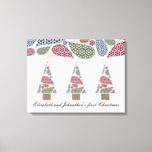 雪の結晶のティアドロップツリーキャンバス印刷 キャンバスプリント (正面)