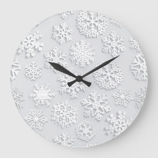 雪の結晶のパターン ラージ壁時計 (正面)