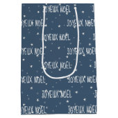 雪の結晶のフランス語のクリスマス ミディアムペーパーバッグ (裏面)