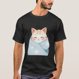 雪の結晶のブランケットに包まれたかわいい冬の猫 ✨🐾❄️ Tシャツ