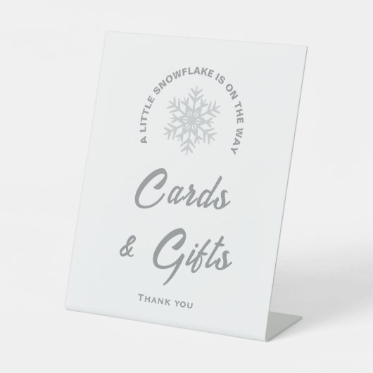 雪の結晶のベイビーシャワーカーズ＆ギフトサイン 台座サイン (正面)