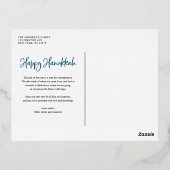 雪の結晶の不思議な光景 ハヌカの喜びを写真に 箔シーズンポストカード (裏面)