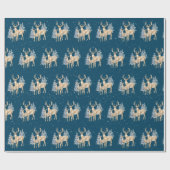 雪の結晶の中のクリスマス鹿 ラッピングペーパー (フラット)