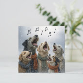 雪の結晶の中のクリスマス・キャロルの犬たち カード (スタンド正面)