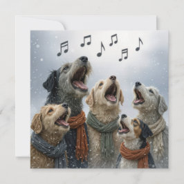 雪の結晶の中のクリスマス・キャロルの犬たち カード