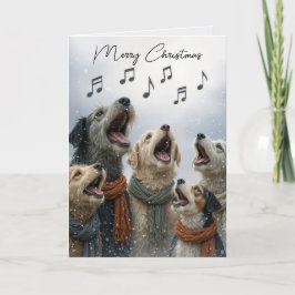 雪の結晶の中のクリスマス・キャロルの犬たち カード