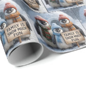 雪の結晶の中のクリスマス・ペンギン家族 ラッピングペーパー (ロールコーナー)