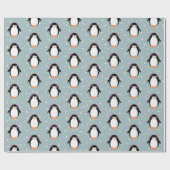 雪の結晶の中のクリスマス・ペンギン ラッピングペーパー (フラット)