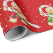 雪の結晶の中のジンジャーブレッドクッキー ラッピングペーパー (ロールコーナー)