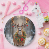 雪の結晶の中のホリデーシーズンの鹿 ペーパープレート (パーティー)