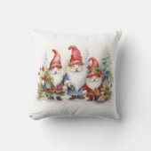 雪の結晶の中の可愛いクリスマス・ノーム クッション (正面)