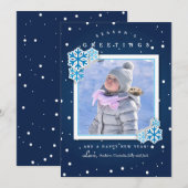 雪の結晶の写真ホリデーカード 招待状 (正面/裏面)