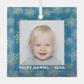 雪の結晶の写真 ガラスオーナメント (正面)