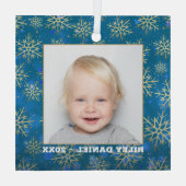 雪の結晶の写真 ガラスオーナメント (裏面)