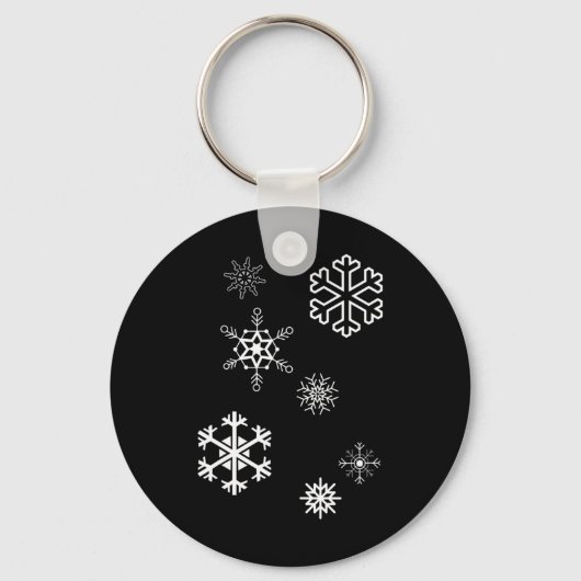 雪の結晶の冬が訪れ雪が降る キーホルダー (正面)