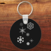 雪の結晶の冬が訪れ雪が降る キーホルダー (正面)