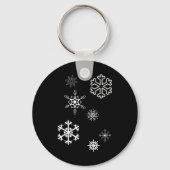 雪の結晶の冬が訪れ雪が降る キーホルダー (裏面)