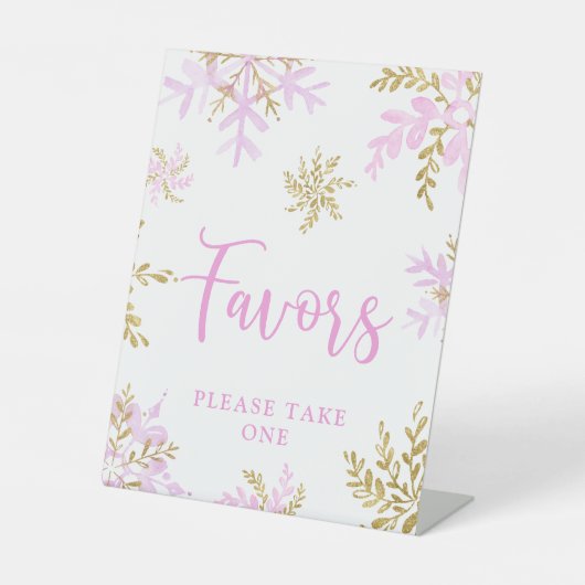 雪の結晶の冬のシャワーの好意 台座サイン (正面)