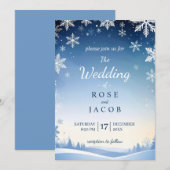 雪の結晶の冬の結婚式招待状 招待状 (正面/裏面)