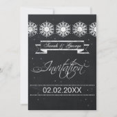 雪の結晶の冬の結婚式 招待状 (正面)