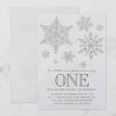 雪の結晶の冬の誕生日パーティーの招待状 招待状 (正面/裏面)
