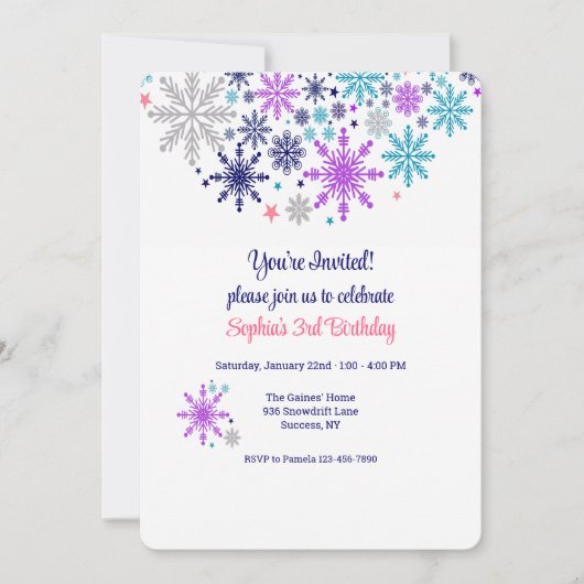 雪の結晶の冬 招待状 (正面)