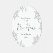 雪の結晶の初めてのクリスマスが新しい家に メタルオーナメント (正面左)