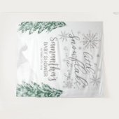 雪の結晶の少し冬の赤ちゃんシャワーの背景 タペストリー (正面(横))