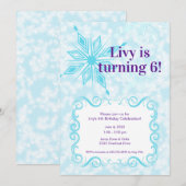 雪の結晶の招待状; ウィンターワンダーランドパーティー 招待状 (正面/裏面)