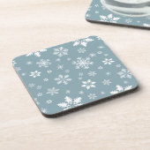 雪の結晶の模様 白い雪の結晶 雪 グレー コースター (左側)