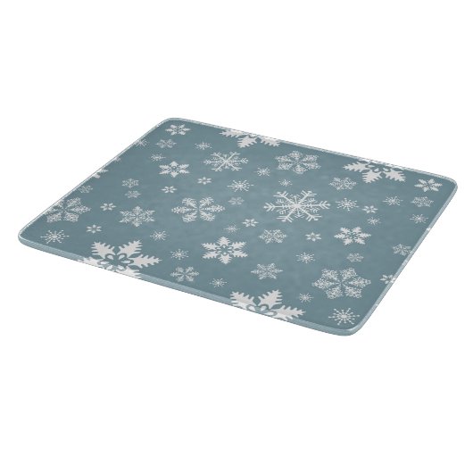 雪の結晶の模様 白い雪の結晶 雪 灰色 カッティングボード (角)