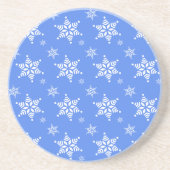 雪の結晶の模様 白い雪の結晶 雪 青 コースター (正面)