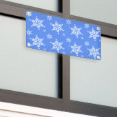 雪の結晶の模様 白い雪の結晶 雪 青 横断幕 (ビルの外側)