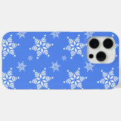 雪の結晶の模様 白い雪の結晶 雪 青 Case-Mate iPhoneケース (裏面 (横))