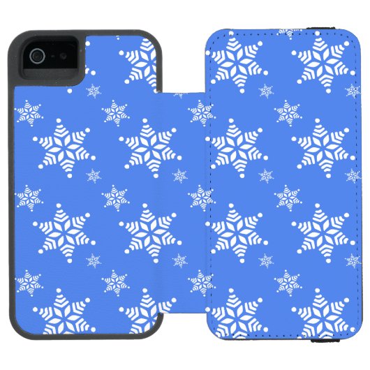 雪の結晶の模様 白い雪の結晶 雪 青 INCIPIO iPhoneウォレットケース (フォリオ Open)