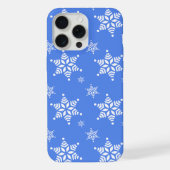 雪の結晶の模様 白い雪の結晶 雪 青 iPhoneケース (裏面)
