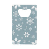 雪の結晶の模様 白い雪 グレー クレジットカード栓抜き (正面)