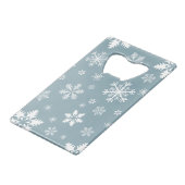 雪の結晶の模様 白い雪 グレー クレジットカード栓抜き (裏面アングル)