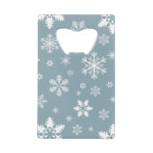 雪の結晶の模様 白い雪 グレー クレジットカード栓抜き (裏面)